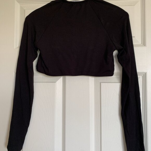 Long Sleeve Black Bra Style Halter Top - Picture 3 of 6